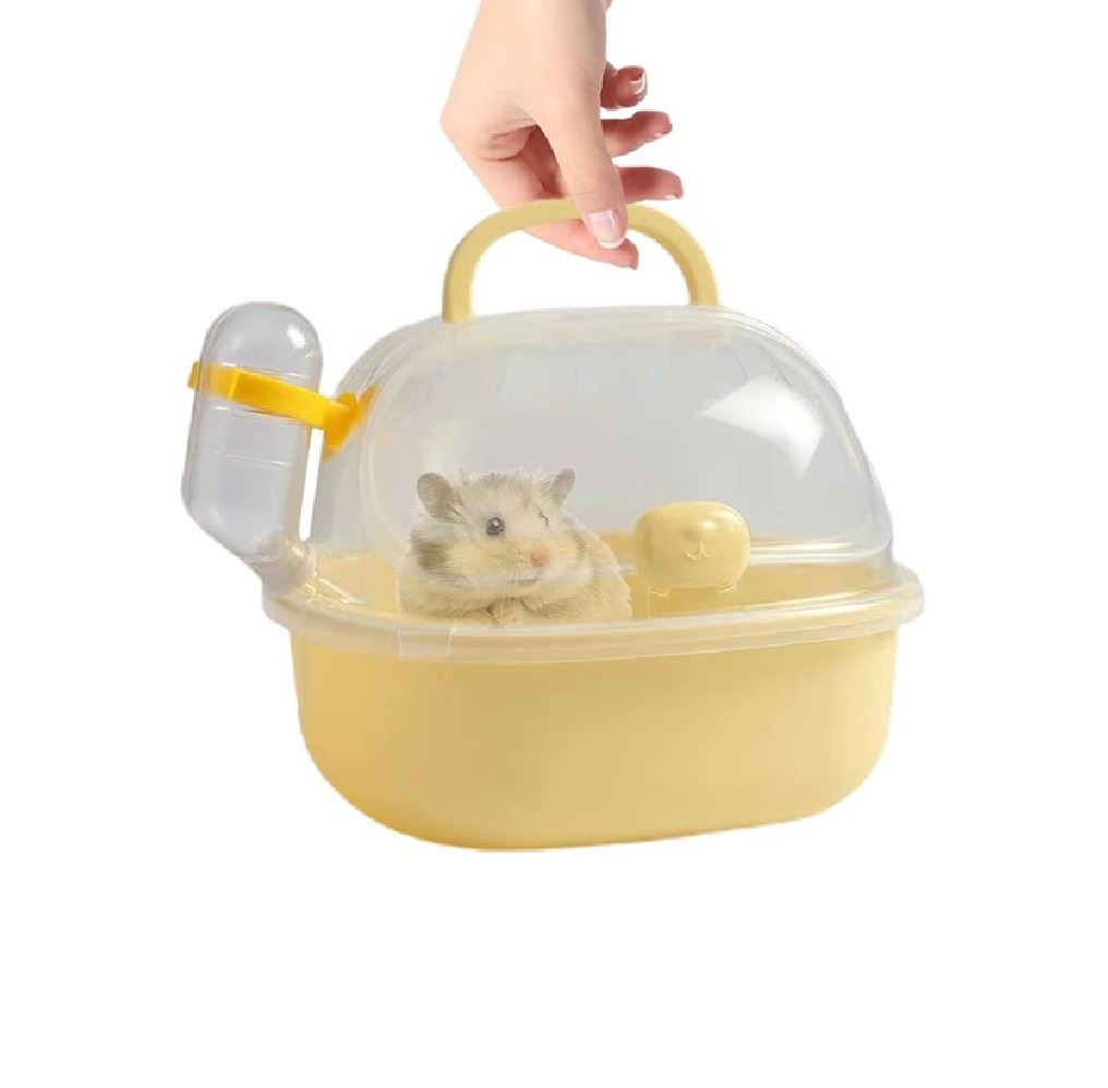 Transportador Para Hamster Con Bebedero Incluído Color Amarillo